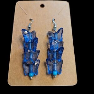 Blue Strand of Butterflies Drop Earrings